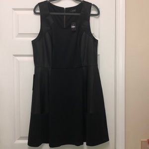 Black Faux Leather Dress (Mixed Material)